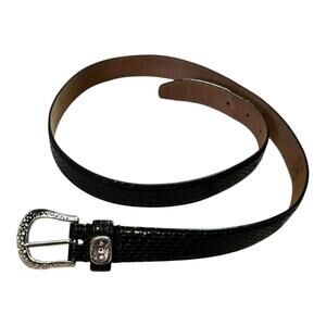 Brighton Black Leather Belt with Silver Buckle